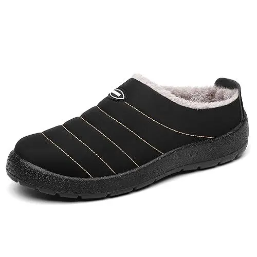 Produktbild: Mishansha Hausschuhe Damen Winter Pantoffeln Frauen Warme Bequem Slippers Outdoor Plüsch Gefüttert Slip On Schuhe Schwarz,Gr.40