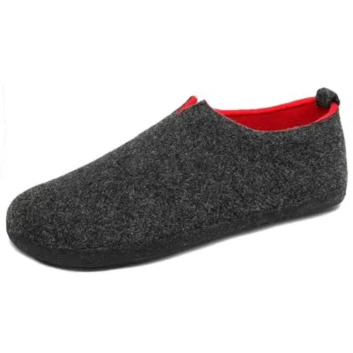 Produktbild: Mishansha Hausschuhe Herren Pantoffeln Damen Winter Filzhausschuhe Warme Indoor Hüttenschuhe Leicht Filzpantoffeln Drinnen Filz Slipper Waschbar Schwarz,Gr.40