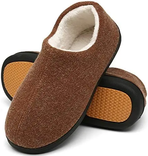 Produktbild: Mishansha Hausschuhe Herren Winter Warme Pantoffeln für Herren Rutschfeste Plüsch Hüttenschuhe Indoor Slippers Gefütterte Puschen Braun,Gr.42
