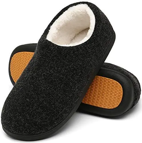 Produktbild: Mishansha Hausschuhe Herren Winter Warme Pantoffeln für Herren Rutschfeste Plüsch Hüttenschuhe Indoor Slippers Gefütterte Puschen Schwarz,Gr.40