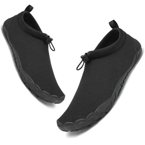 Produktbild: Mishansha Herren Badeschuhe Damen Atmungsaktiv Wasserschuhe Schnelltrocken Barfuß Aquaschuhe Graphit Schwarz Gr.41