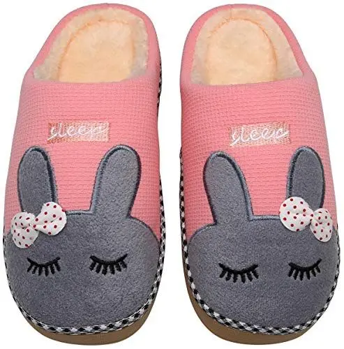 Produktbild: Mishansha Herren Damen Hausschuhe Winter Plüsch Warm kuschelig rutschfeste Indoor & Outdoor Pantoffeln mit Cartoon für Frauen Männer (Errötendes Rosa, 35/36 EU = 36/37 CN)