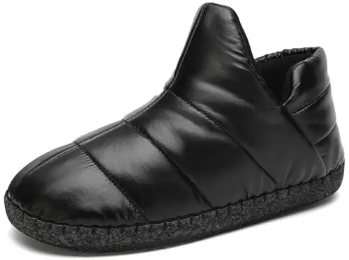 Produktbild: Mishansha Hohe Hausschuhe Damen Herren Pantoffeln Wärme Gefüttert Hüttenstiefel Weich Bequeme Puschen, Oil Black, 46EU