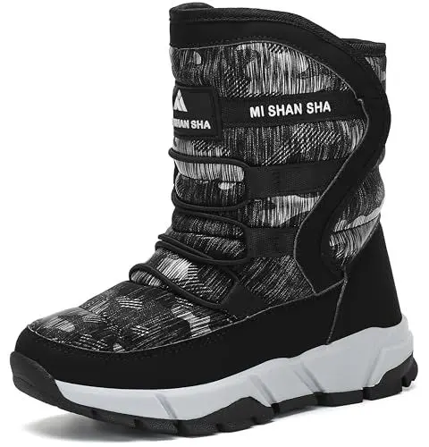 Produktbild: Mishansha Jungen Winterstiefel Kinder Winterboots Warm Gefütterte Schneestiefel Junges Rutschfeste Outdoor Winter Schuhe Schwarz 38