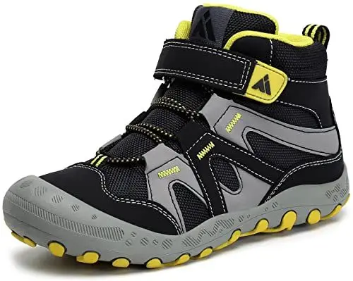 Produktbild: Mishansha Kinder Wanderschuhe Jungen Mädchen Trekkingschuhe rutschfest Atmungsaktiv Kinderschuhe Leicht Hoch Sneakers für Outdoor Sport Walking Hiking, Kohle Schwarz, 28 EU