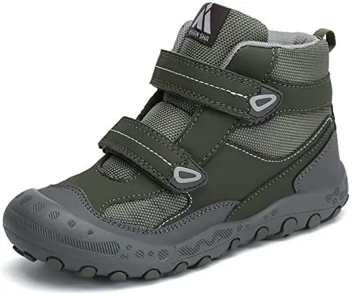 Produktbild: Mishansha Kinder Wanderschuhe Jungen Mädchen Trekkingschuhe rutschfest Atmungsaktiv Kinderschuhe Leicht Hoch Sneakers für Outdoor Sport Walking Hiking, Wacholdergrün, 32 EU