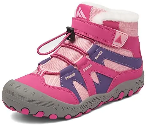 Produktbild: Mishansha Kinder Winterschuhe Mädchen Winterstiefel Jungen Warm Gefüttert Schneestiefel Winter rutschfeste Outdoor Wanderschuhe Trekkingschuhe Stiefel Hellrosa 26 EU