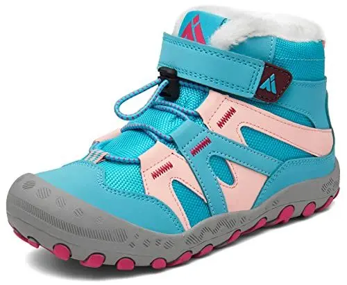 Produktbild: Mishansha Kinder Winterschuhe Warm Gefüttert Jungen Winterstiefel Mädchen Schneeschuhe Leicht Winterboots Rutschfest Outdoor Wanderschuhe, Türkis 36 EU