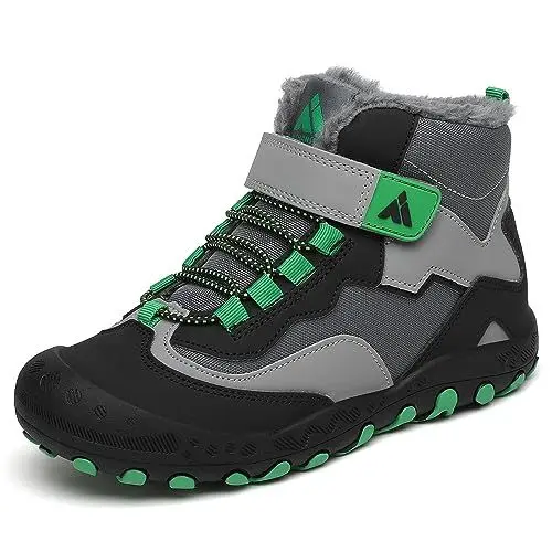 Produktbild: Mishansha Kinder Winterschuhe Warm Gefüttert Jungen Winterstiefel Mädchen Schneeschuhe Leicht Winterboots Rutschfest Outdoor Wanderschuhe, Blau 31 EU
