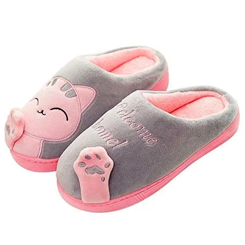 Produktbild: Mishansha Winter Hausschuhe Herren Baumwolle Damen Pantoffeln Plüsch Gefüttert Warm Slippers Grau 39/40 EU (Herstellergröße 40/41 EU)