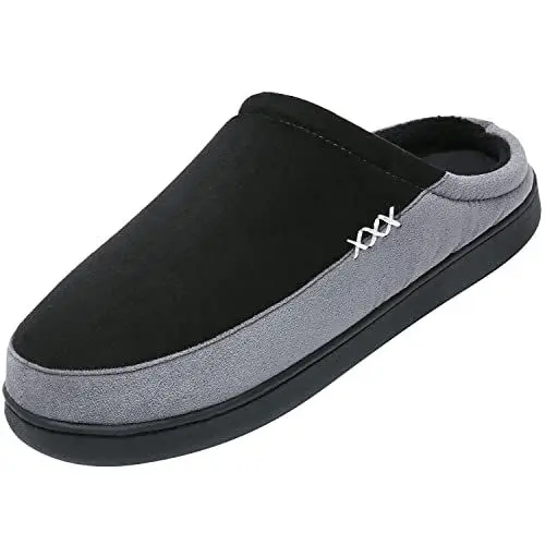 Produktbild: Mishansha Winter Hausschuhe aus Memory Wärme Herren Home rutschfeste Slippers Damen Schlappen Kuschelige Memory Foam Plüsch Pantoffeln, Dunkelschwarz 46