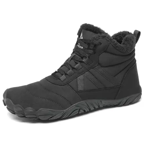 Produktbild: Mishansha Barfußschuhe Winter Herren Winterschuhe Damen Winterstiefel Gefüttert Warm Barfusschuhe Winter Outdoor Schneestiefel Winterboots Schwarz EU Gr.38