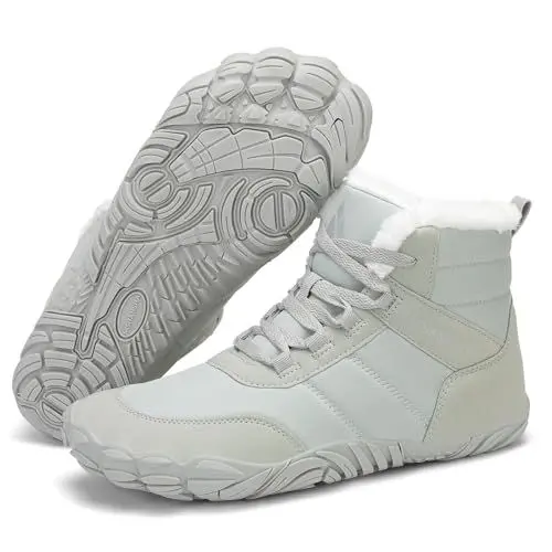 Produktbild: Mishansha Winterschuhe Damen Barfußschuhe Winter Gefüttert Winterstiefel Warm Winterboots Wasserabweisend Schneestiefel Barfuß Winterschuhe, Hellgrün Gr.38