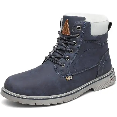 Produktbild: Mishansha Winterschuhe Damen Leder Kurzschaft Stiefel Winter Frauen Trekking Wanderschuhe Rutschfes Wasserdicht Boots Dunkelblau Gr.39