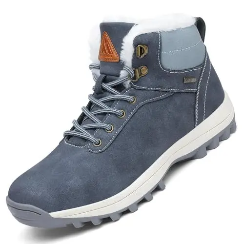 Produktbild: Mishansha Winterschuhe Herren Damen Winterstiefel Winterboots Gefüttert Wanderschuhe Barfußschuhe Winter Wasserdicht Schneestiefel Warme Schneeschuhe Dunkelblau,GR.43