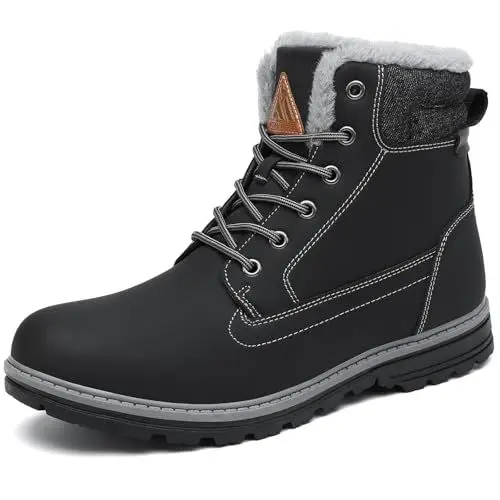 Produktbild: Mishansha Winterschuhe Herren Gefüttert Winterstiefel Damen Outdoor Wanderschuhe Warm Rutschfest Schneestiefel Tiefschwarz 42 EU