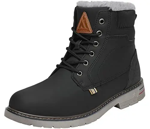Produktbild: Mishansha Winterschuhe Herren Warm Gefüttert Winterstiefel Wasserdicht Leichte Winterboots Flach Winter Boots Rutschfest Outdoor Kurz Stiefel für Männer Tinte Schwarz 38 EU