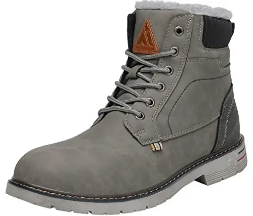 Produktbild: Mishansha Winterschuhe Herren Warm Gefüttert Winterstiefel Wasserdicht Leichte Winterboots Flach Winter Boots Rutschfest Outdoor Kurz Stiefel für Männer Wolkengrau 45 EU