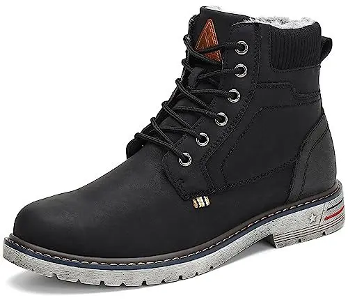 Produktbild: Mishansha Winterschuhe Herren Winterstiefel Gefüttert Winter schuhe Wasserdicht Rutschfest Outdoor Boots Warme Wanderschuhe Trekking Stiefel Schneestiefel Schwarz 43 EU