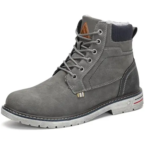 Produktbild: Mishansha Winterstiefel Herren Schneestiefel Wasserdicht Boots Winter Outdoor Wandern Stiefel Männer Flache Arbeitsstiefel Grau Gr.44