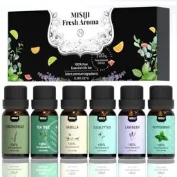 Produktbild: MISIJI ätherische öle Set Top 6 Aromatherapie-Ätherische Öle für Diffusor für Zuhause,aroma diffuser für Aromatherapie,massageöl,Wäsche,Kerzen&Seifenherstellung,Luftbefeuchter,lavendelöl