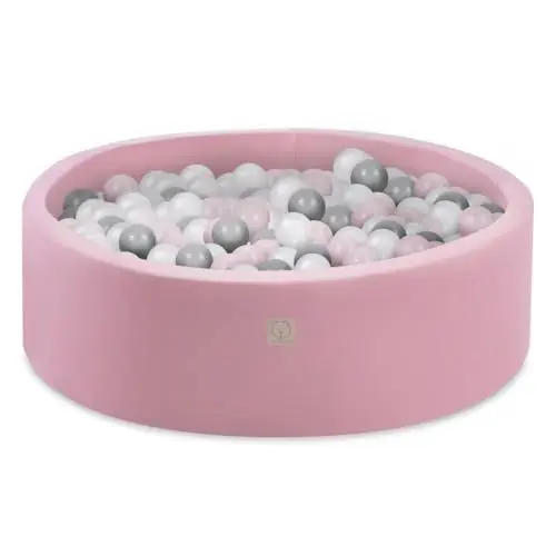 Produktbild: MISIOO Smart Bällebad - Bällebad Kinder für Baby Zimmer - Bällebad Baby - 150 Bälle für Bällebad - Baby Spielzeug - Maschinenwaschbar - Öko-Tex - 90 x 30 cm - Rosa - Rosa/Weiß/Silber Bälle