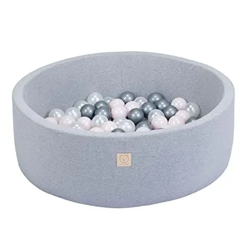 Produktbild: MISIOO Smart Bällebad - Kinder für Baby Zimmer - 200 Bälle - Spielzeug - Maschinenwaschbar - Öko-Tex - 90 x 30 cm - Hellgrau - Rosa/Weiß/Silber
