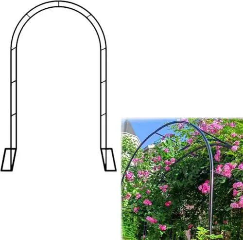 Produktbild: MISKYN Rosenbogen Gartenbogen, Rosenbogen Metall, Hochzeitsbogen, Rosenbogen Verzinkt 120Cm 350Cm, Stabil Metall Torbogen Für Verschiedene Kletterpflanzen,Schwarz,W1.2M*H2.2M