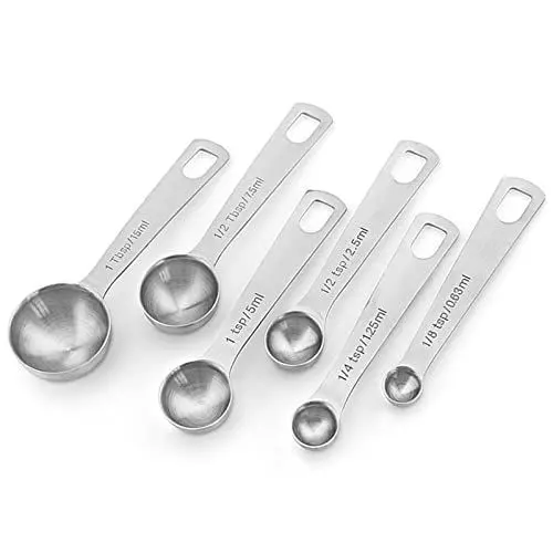 Produktbild: MISNODE 6-teiliges Messlöffel-Set, Edelstahl-Messlöffel-Set mit Klarer Gravurskala, Mess-Esslöffel, Küchenhelfer Zum Messen Trockener und Flüssiger Zutaten