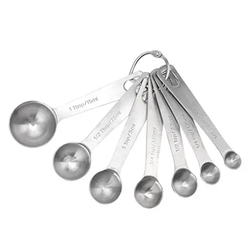 Produktbild: GRCFUMO 7-teiliges Messlöffel-Set, Edelstahl-Messlöffel, Tassen-Set, stapelbare Mess-Teelöffel mit bequemem Griff zum Backen, Kochen