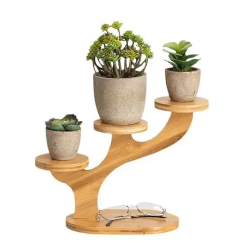 Produktbild: MINGZHE Tisch-Pflanzenständer, Pflanzenständer für Den Innenbereich, Kleiner Tisch-Pflanzenständer, Sukkulenten-Fensterbank-Regalhalter, Blumenständer für Zuhause, Balkon, Garten,(Holz-3)