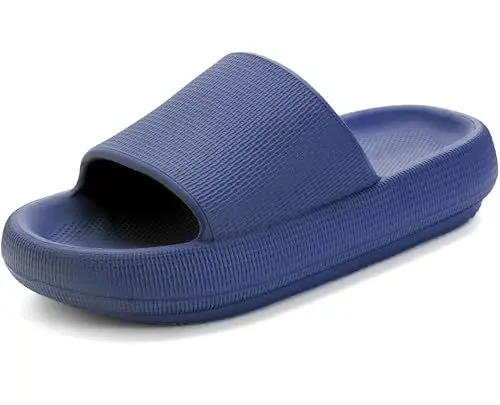 Produktbild: Misolin Badeschuhe Damen Herren Original Hausschuhe Cozislides Wolke Schlappen Super Weich Rutschfest Badelatschen Sommer Pantoletten Cozy Cloudyzzz Slides Indoor/Outdoor,Blau 40/41 EU