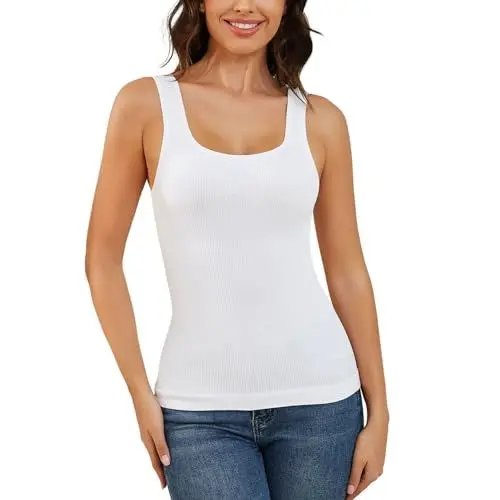 Produktbild: MISS MOLY Shape Unterhemd Damen Bauch Weg Shapewear Nahtloses Formende Tops Für Damen Figurformendes Trägertop Body Shaper Kompressions Tanktop Shirt Camisole(Weiß, L)
