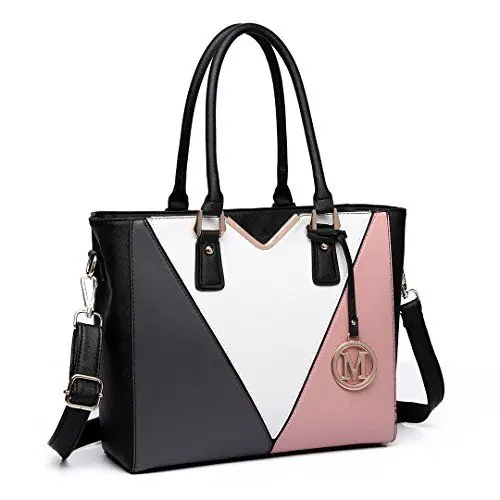 Produktbild: Miss Lulu Handtasche Damen, Taschen PU Leder, Schultertaschen Shopper Tote Bag Handtaschen V-förmiges Design Synthetic Ledertasche Mit Abnehmbarem Schultergurt