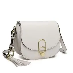Produktbild: Miss Lulu Schultertasche Damen Umhängetasche Cross Body Bag Modern Mit Reißverschluss Quaste Urlaub Shopping (Weiss)