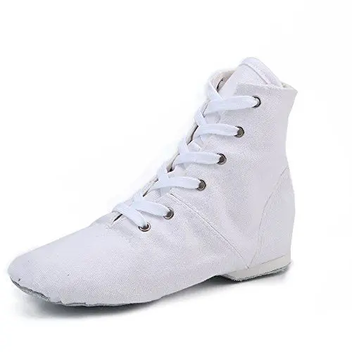 Produktbild: missfiona Jazz Tanzschuhe Damen Jazzschuh Tanzstiefel Segeltuch Ballsaal Tanz Flach(42 EU, Weiß)
