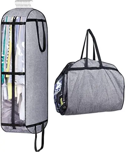 Produktbild: MISSLO 127CM Kleidersack für Anzug Reise Kleiderschutzhüllen zum Aufhängen von Kleiderhülle mit Dauerhaft Oxford Stoff Anzugtasche für Frauen und Männer, grau