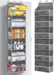 Produktbild: MISSLO Türorganizer Hängeorganizer mit 6 Großen Taschen und 12 Seitentaschen, Fenster löschen Hängeaufbewahrung, über die Tür Hängeregal für Schlafzimmer, Büro, Kinderzimmer, Bad, grau
