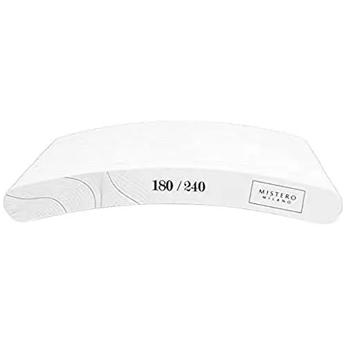 Produktbild: Mistero Milano Basic Nagelfeile für Gelnägel und Acrylnägel Nailart, Nagelplatte Formwerkzeug für Maniküre, Hergestellt aus strapazierfähigem Papier, Basic 180/240 Körnung Gebogene Form 25 Stück