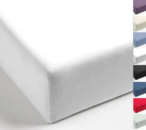 Produktbild: MISTRAL HOME Spannbettlaken Perkal Uni Bettlaken Laken Ägyptische Baumwolle 90x190-100x200 / 140-160x200 / 180-200x200 cm, Farbe:Weiß, Größe:180x200cm