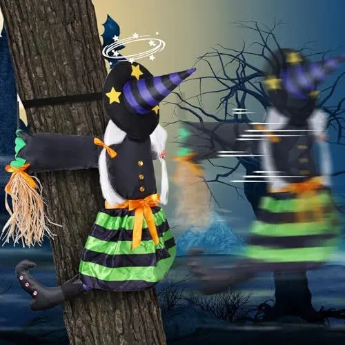 Produktbild: Halloween Deko Garten für Kinder Familie: Lustig Halloween Deko Outdoor Große Abstürzende Hexe - Gartendeko Halloween Hexen für Gartendeko Party Aussen Fenster Terrass Baeume Saeule Auto