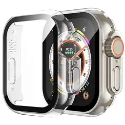 Produktbild: Misxi 2 Stück Hard Hülle mit Glas Displayschutz Kompatibel mit Apple Watch Ultra 2 (2024) / Ultra 49mm, Kratzfest PC Rundum Schutzhülle Ultradünnes Schutz Case mit Tasten für iWatch, Transparent