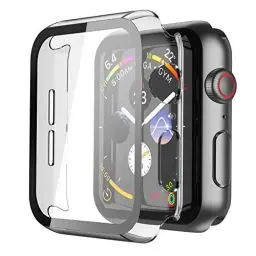 Produktbild: Misxi Transparent Hard Hülle Mit Glas Displayschutz Kompatibel mit Apple Watch Series SE 2 (2024) / SE/Series 6 / Serie 5 / Series 4 44mm, 2-Stück