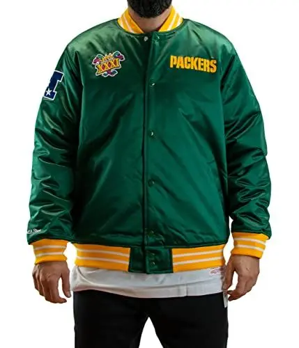 Produktbild: Mitchell & Ness NFL Heavyweight Satin Jacket Green Bay Packers - Dark Green, L