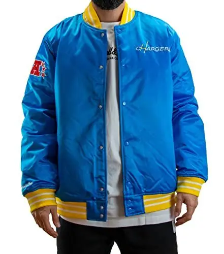 Produktbild: Mitchell & Ness NFL Heavyweight Satin Jacket Los Angeles Chargers - Light Blue, XXL