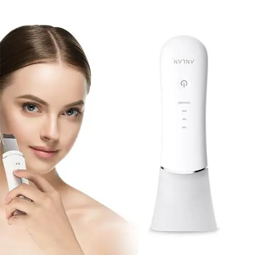 Produktbild: Mitesserentferner ANLAN Skin Scrubber Ultraschall Peeling Porenreiniger Gesicht IPX5 Wasserdicht Nass und Trocken Akne Entferner Ionen Hautreiniger Face Massager für Gesichtspflege Gesichtsreinigung