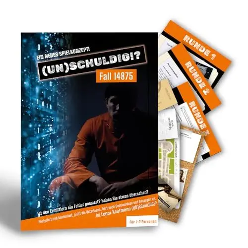 Produktbild: mitmach-krimi – (Un) Schuldig!? – Krimispiel: Fall14875 Lenox Kaufmann – Tatort Detektivspiel 1-2 Personen – Krimi Spiel für zuhause – Aktenfall für Erwachsene