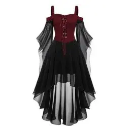 Produktbild: Mittelalter Kleid Damen Renaissance Gothic Retro Kleider Chiffon A-Line Kostüm Victorian Mittelalter Abendkleider mit Trompetenärmel Halloween Ballkleid Fasching Karneval Kostüme