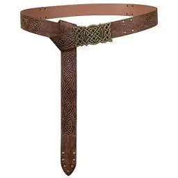 Produktbild: Mittelalterliche Ledergürtel Herren Viking Gürtel Renaissance Breite Kostüm Gürtel Braun Mittelalterliche Viking Gürtel Geprägte Schnalle Cosplay Gürtel Larp Ritter Ren Faire Männer Gürtel Renaissance
