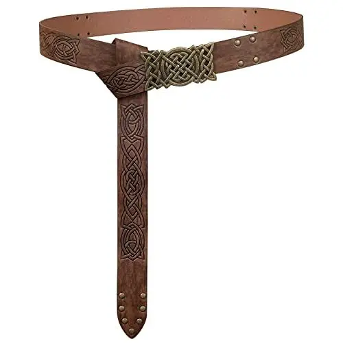 Produktbild: Mittelalterliche Ledergürtel Herren Viking Gürtel Renaissance Breite Kostüm Gürtel Braun Mittelalterliche Viking Gürtel Geprägte Schnalle Cosplay Gürtel Larp Ritter Ren Faire Männer Gürtel Renaissance